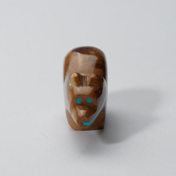 Bernard Laiwekate: Mexican Onyx, Bear with Turquoise Heartline