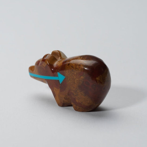 Bernard Laiwekate: Mexican Onyx, Bear with Turquoise Heartline