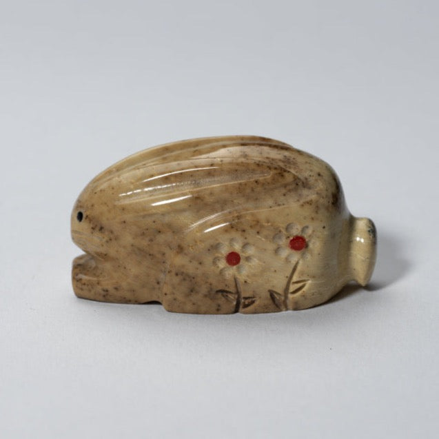 Cheryl Beyuka: Yellow Jasper, Rabbit with Flowers