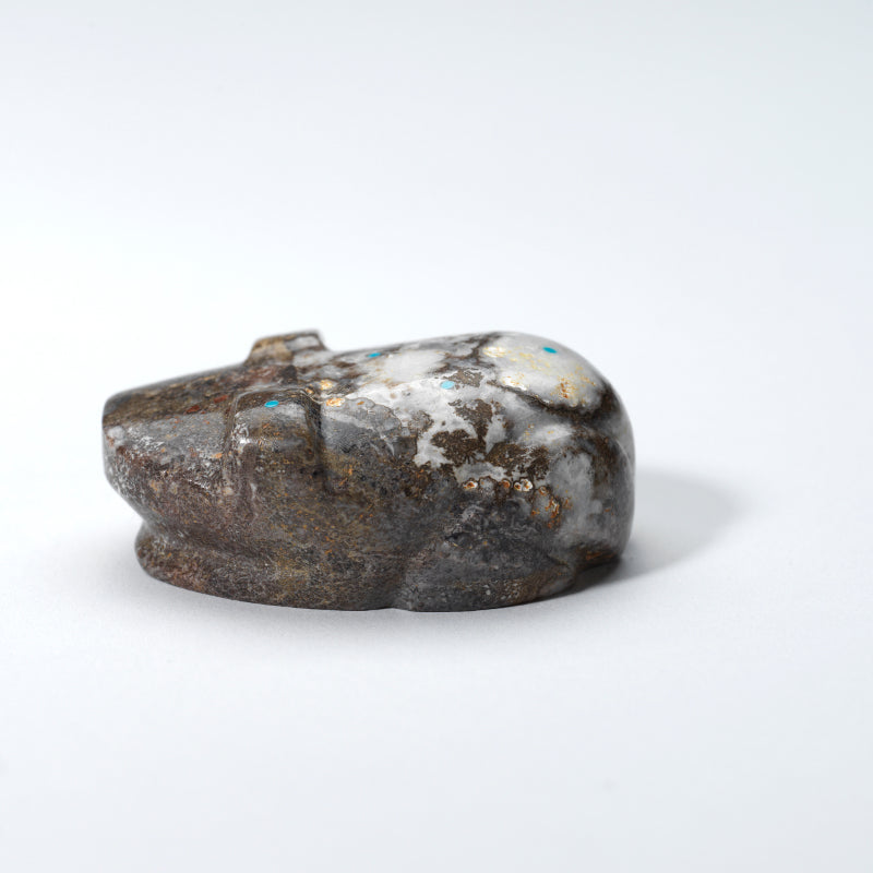 Clayton & Abby Panteah: Hyalite Opal with Turquoise Inlay, Frog