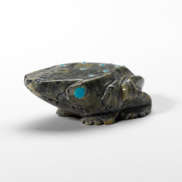 Ephran Chavez: Serpentine, Frog with Turquoise Inlay