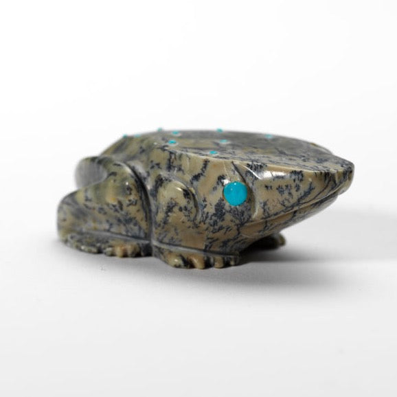 Ephran Chavez: Serpentine, Frog with Turquoise Inlay