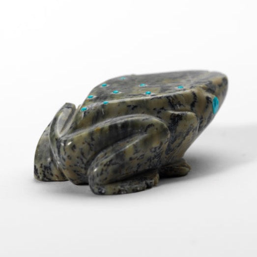 Ephran Chavez: Serpentine, Frog with Turquoise Inlay