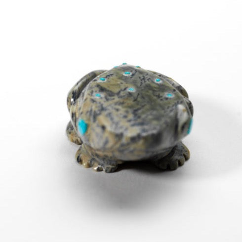 Ephran Chavez: Serpentine, Frog with Turquoise Inlay