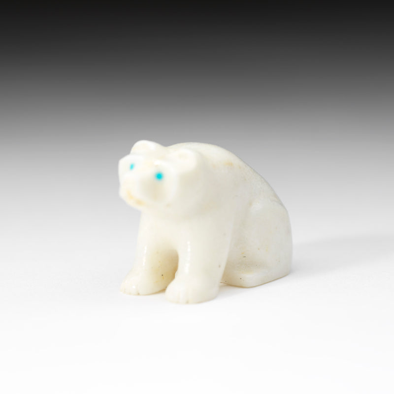 Clissa Martin: White Marble, Sitting Bear with Dragonfly