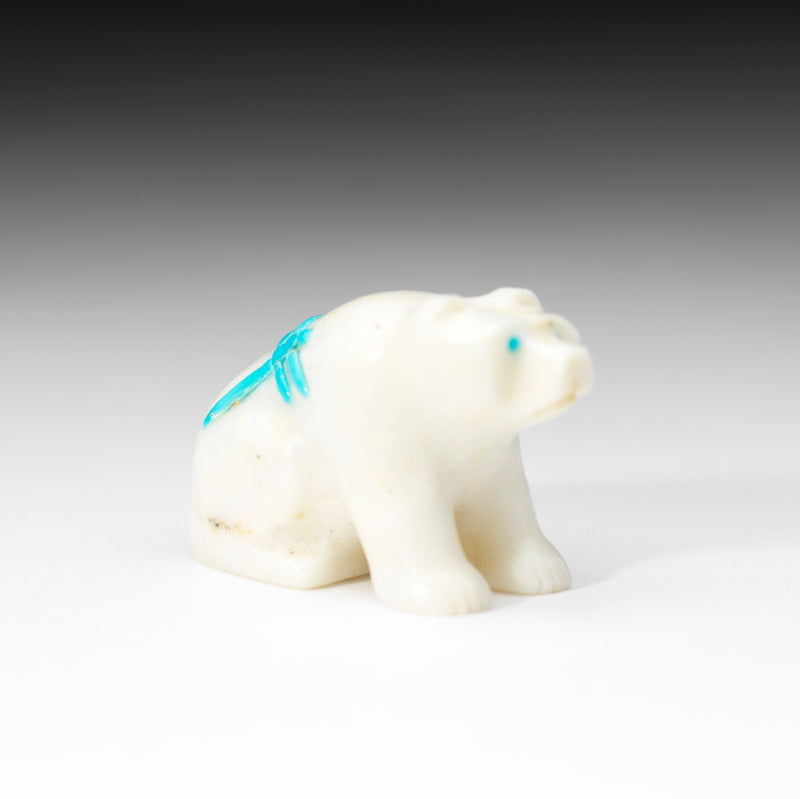 Clissa Martin: White Marble, Sitting Bear with Dragonfly