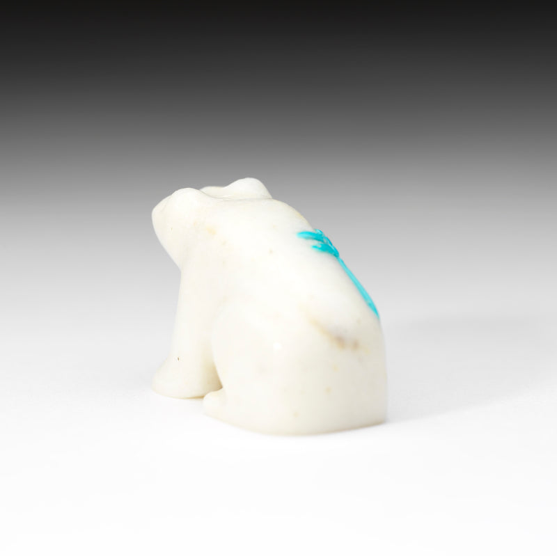 Clissa Martin: White Marble, Sitting Bear with Dragonfly