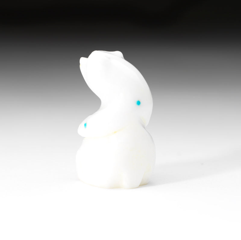 David Chavez: White Marble with Turquoise Dots, Sitting Bear