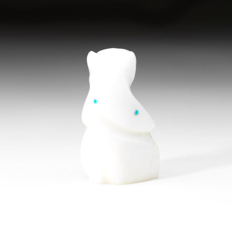 David Chavez: White Marble with Turquoise Dots, Sitting Bear