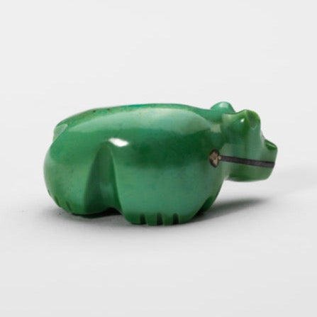 Debra Gasper: Green Turquoise, Bear with tarnished silver heartline