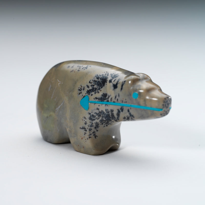 Lynn Quam: Dendritic Marble, Bear with Turquoise Heartline