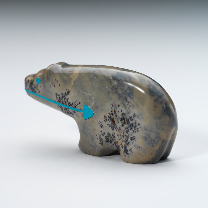 Lynn Quam: Dendritic Marble, Bear with Turquoise Heartline