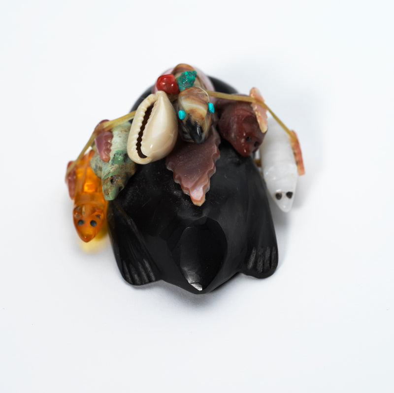 Jayne Quam: Black Jet, Six Directional Mole with Amber, Pipestone, and Alabaster