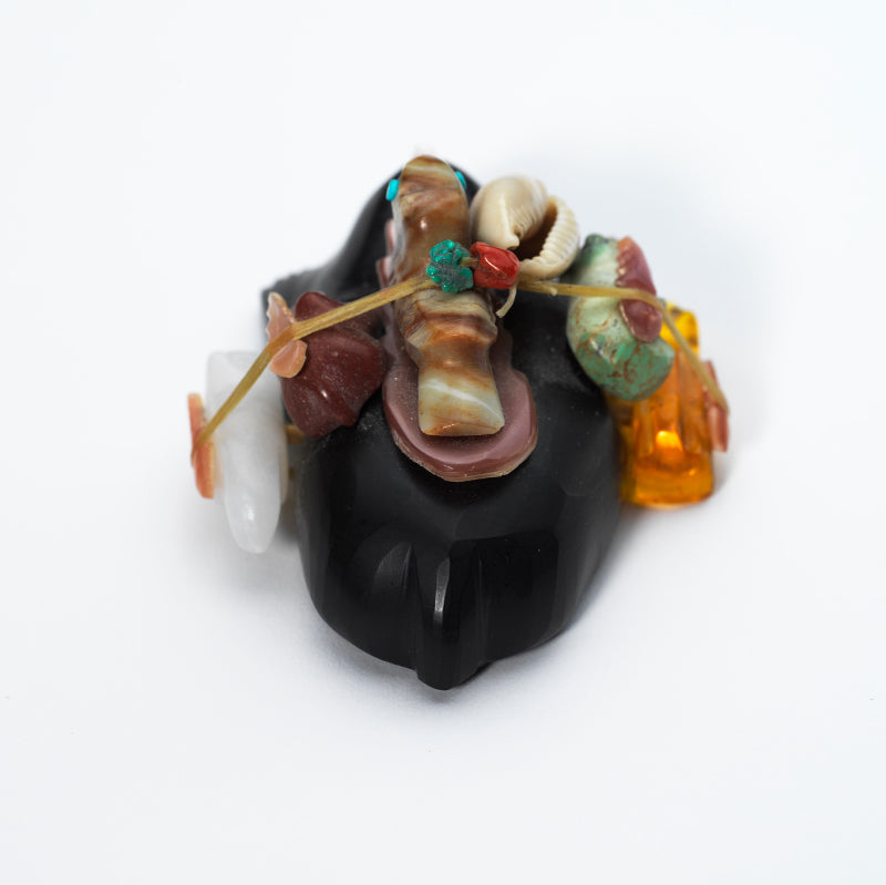 Jayne Quam: Black Jet, Six Directional Mole with Amber, Pipestone, and Alabaster