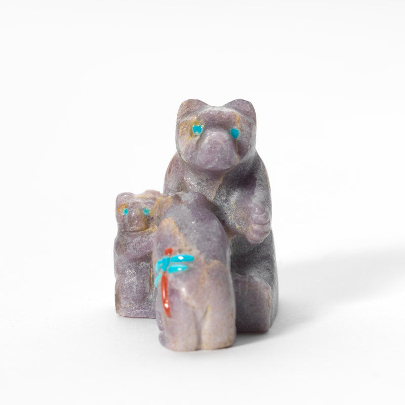 Clissa Martin: Lepidolite, Mother Bear With Two Cubs