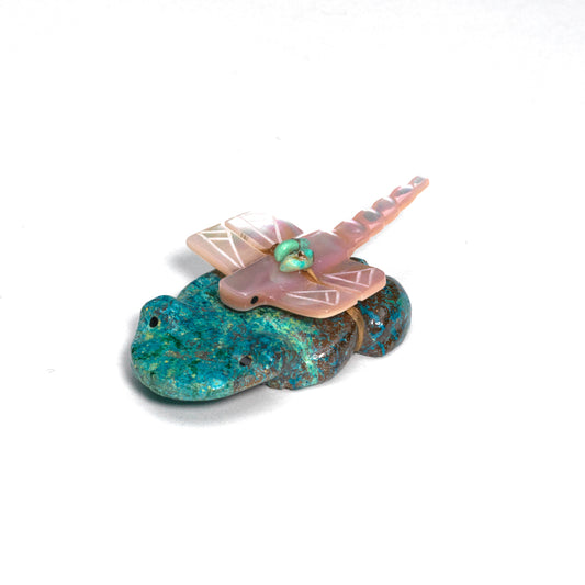 Daisy & LaVies Natewa: Pink Mussel Shell, Chrysocolla Frog & Dragonfly