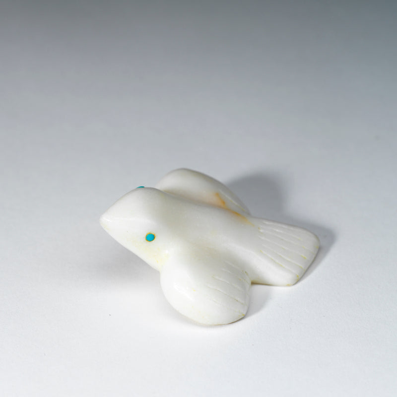 Alvin Calavaza: White Marble with Turquoise Eyes, Bird