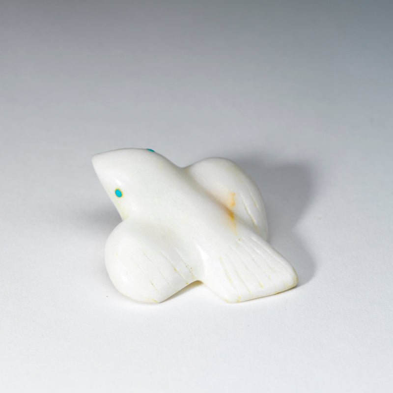 Alvin Calavaza: White Marble with Turquoise Eyes, Bird