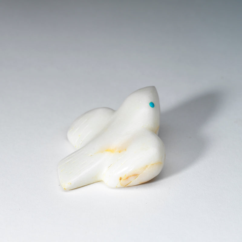 Alvin Calavaza: White Marble with Turquoise Eyes, Bird