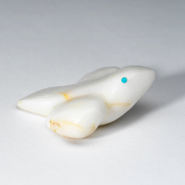 Alvin Calavaza: White Marble with Turquoise Eyes, Bird