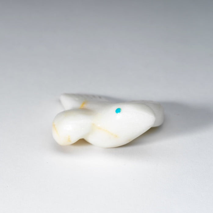 Alvin Calavaza: White Marble with Turquoise Eyes, Bird