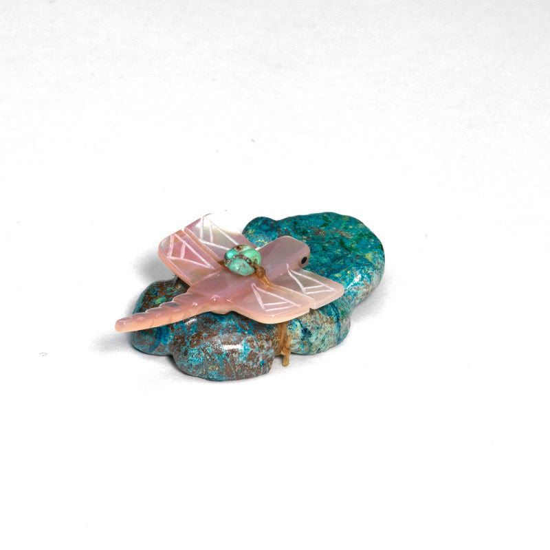 Daisy & LaVies Natewa: Pink Mussel Shell, Chrysocolla Frog & Dragonfly