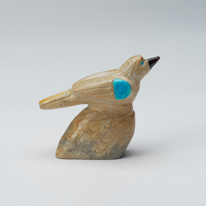 Freddie Leekya: Zuni Stone/Turquoise, Bird on Rock