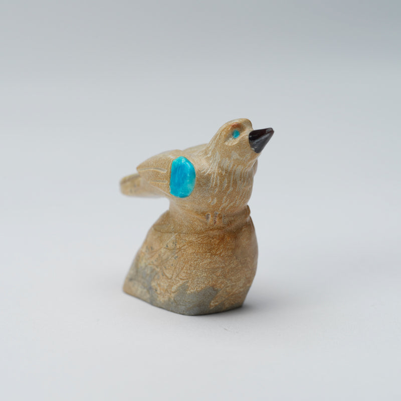 Freddie Leekya: Zuni Stone/Turquoise, Bird on Rock