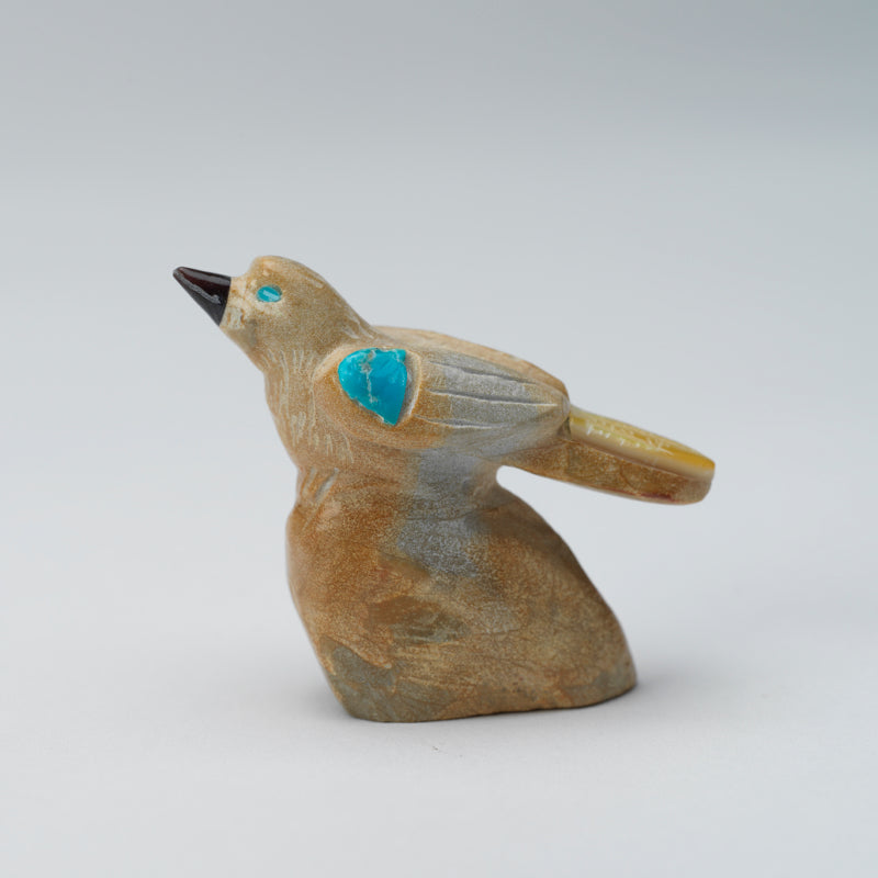 Freddie Leekya: Zuni Stone/Turquoise, Bird on Rock