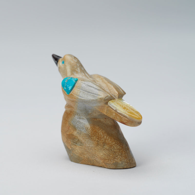 Freddie Leekya: Zuni Stone/Turquoise, Bird on Rock