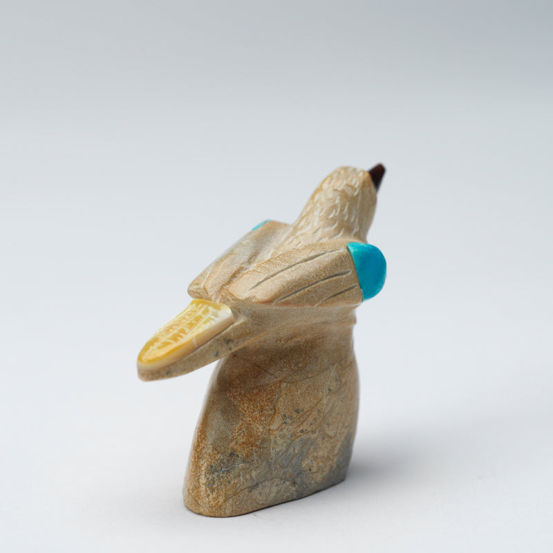 Freddie Leekya: Zuni Stone/Turquoise, Bird on Rock