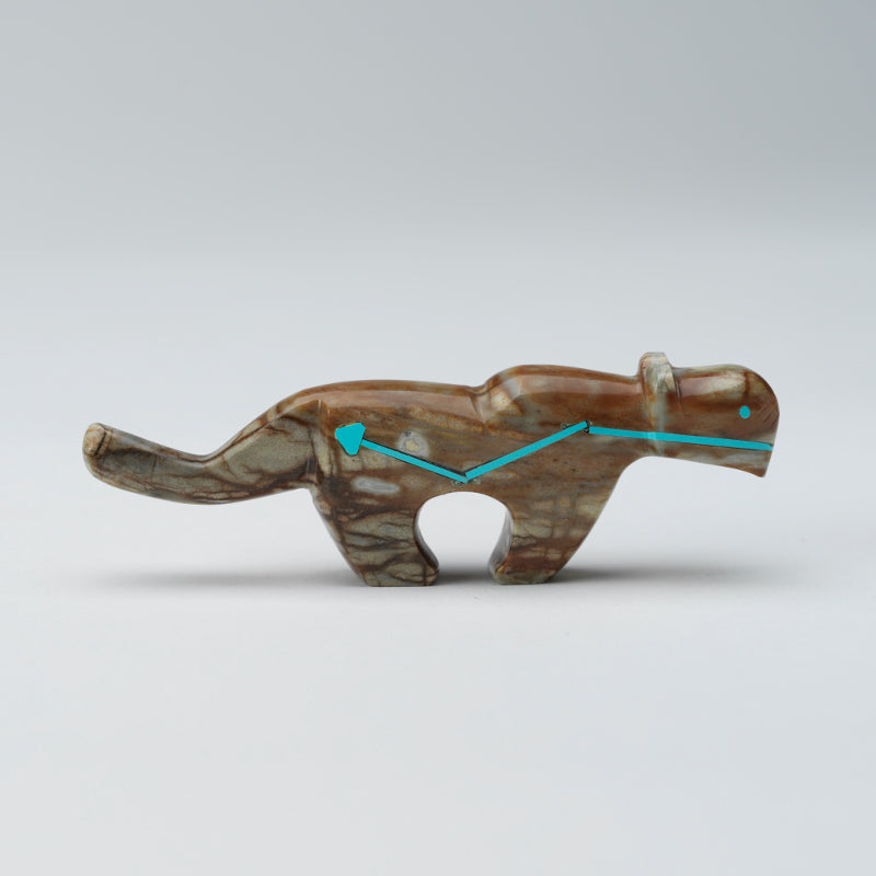 Kenric Laiwekate: Picasso Marble, Mountain Lion With Turquoise Heartline