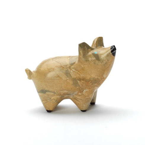 Enrike Leekya: Zuni Stone, Pig with Jet Nose & Eyes