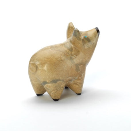 Enrike Leekya: Zuni Stone, Pig with Jet Nose & Eyes