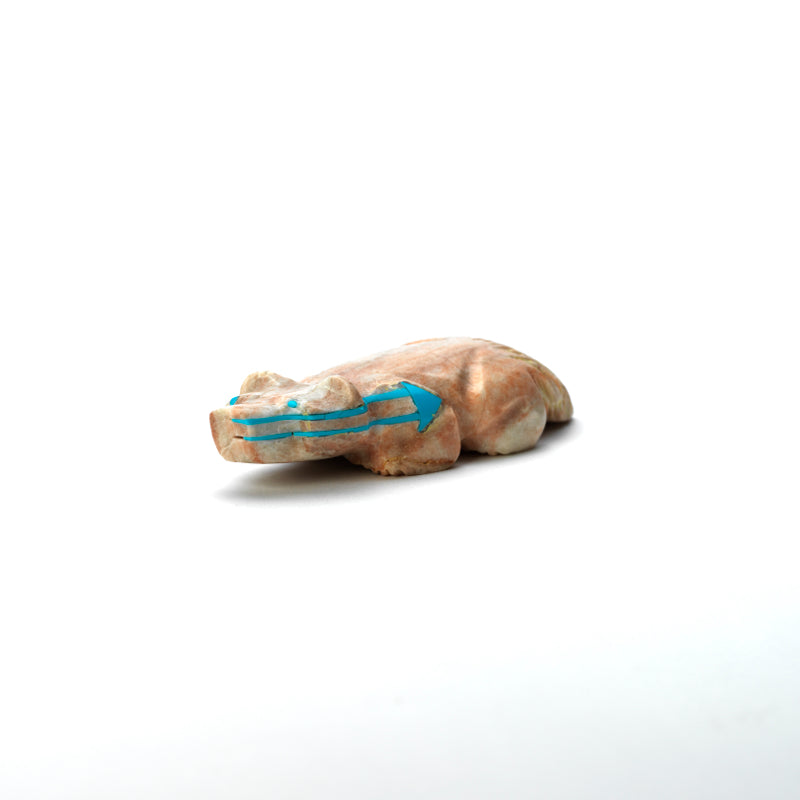 Rodney Laiwekate: Alabaster, Badger with Two Turquoise Heartline