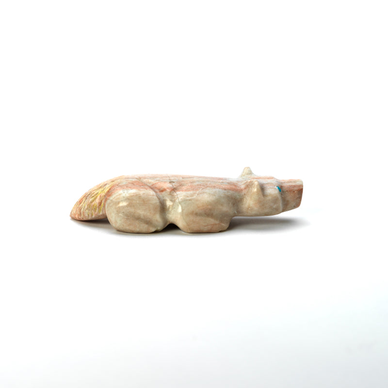 Rodney Laiwekate: Alabaster, Badger with Two Turquoise Heartline