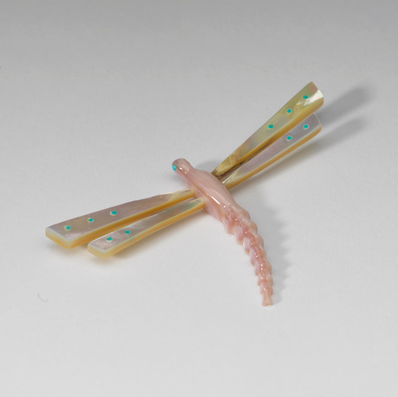 Clissa Martin: Mother of Pearl with Pink Mussel Shell, Dragonfly