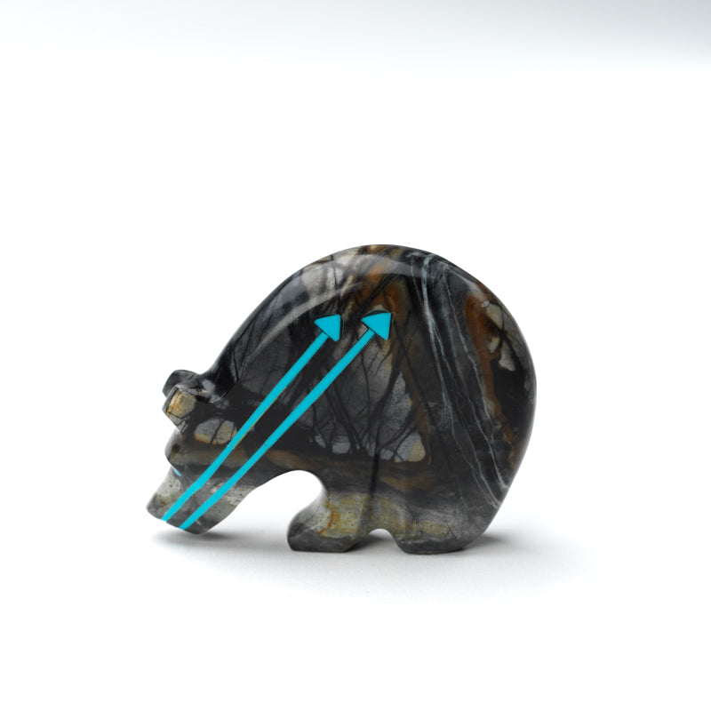 Rodney Laiwekate: Picasso Marble, Bear with Turquoise Heartline