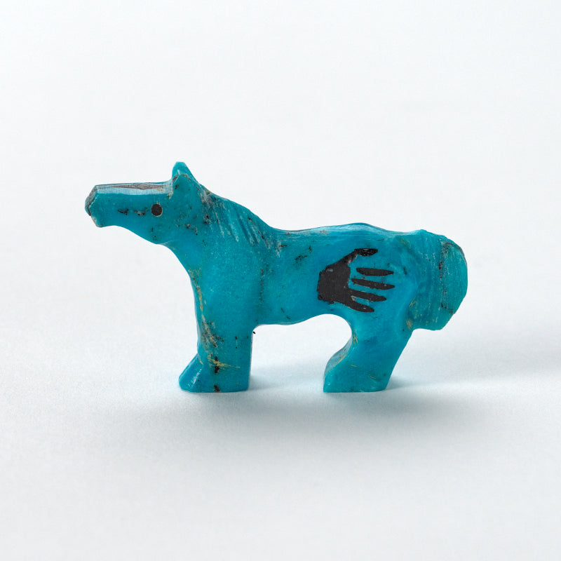 Carol Martinez: Turquoise, Horse  Black Handprint on Hind Quarter