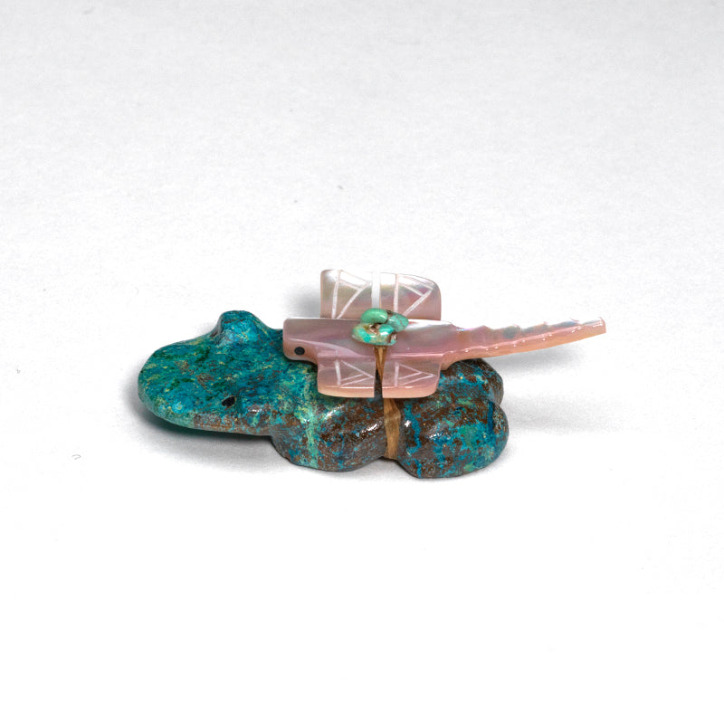 Daisy & LaVies Natewa: Pink Mussel Shell, Chrysocolla Frog & Dragonfly