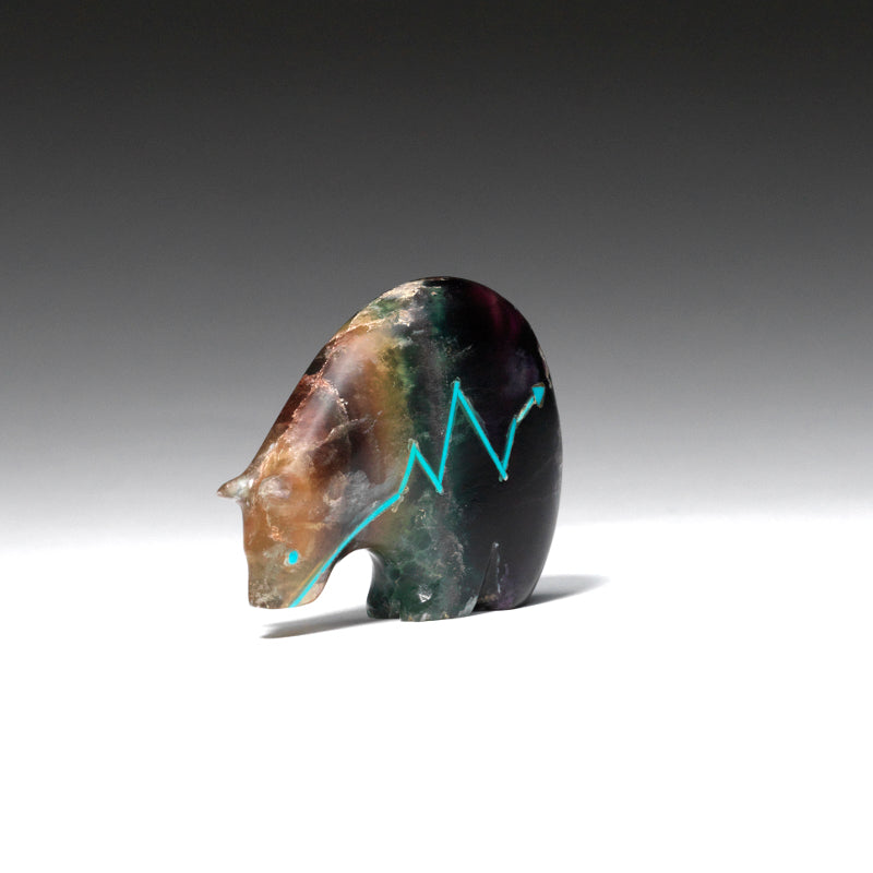 Stewart Quandelacy: Rainbow Fluorite, Bear with Heartline