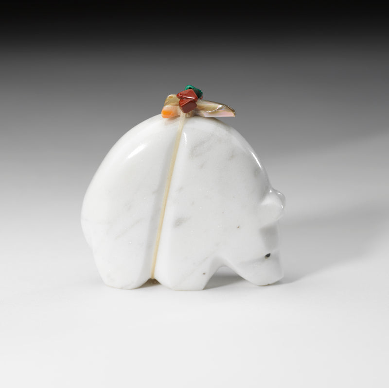 Michael Mahooty: White Marble with Bundle, Bear