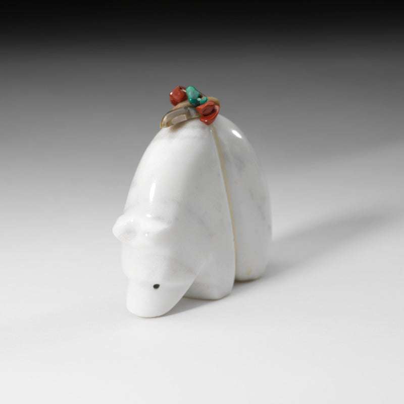Michael Mahooty: White Marble with Bundle, Bear